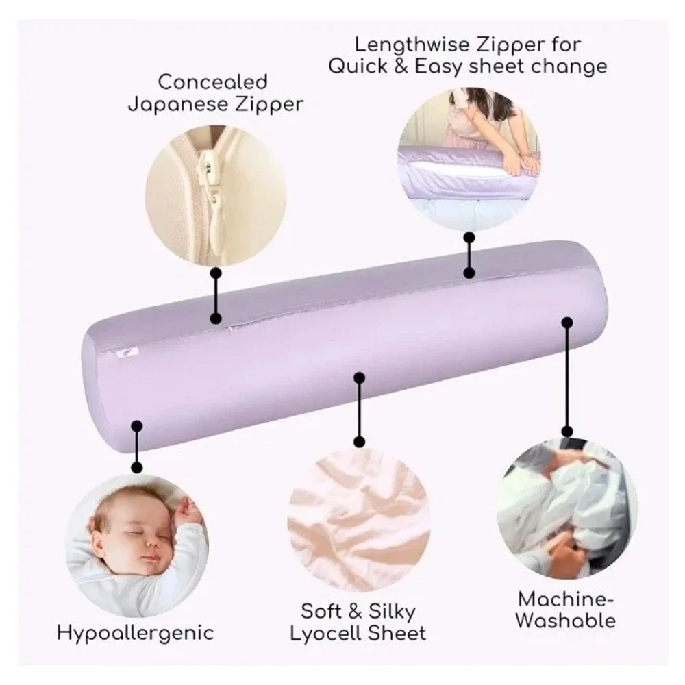 SleepStick Foam Core Body Pillow 40x10 Lavender Lyocell Cover Orthopedic Bolster